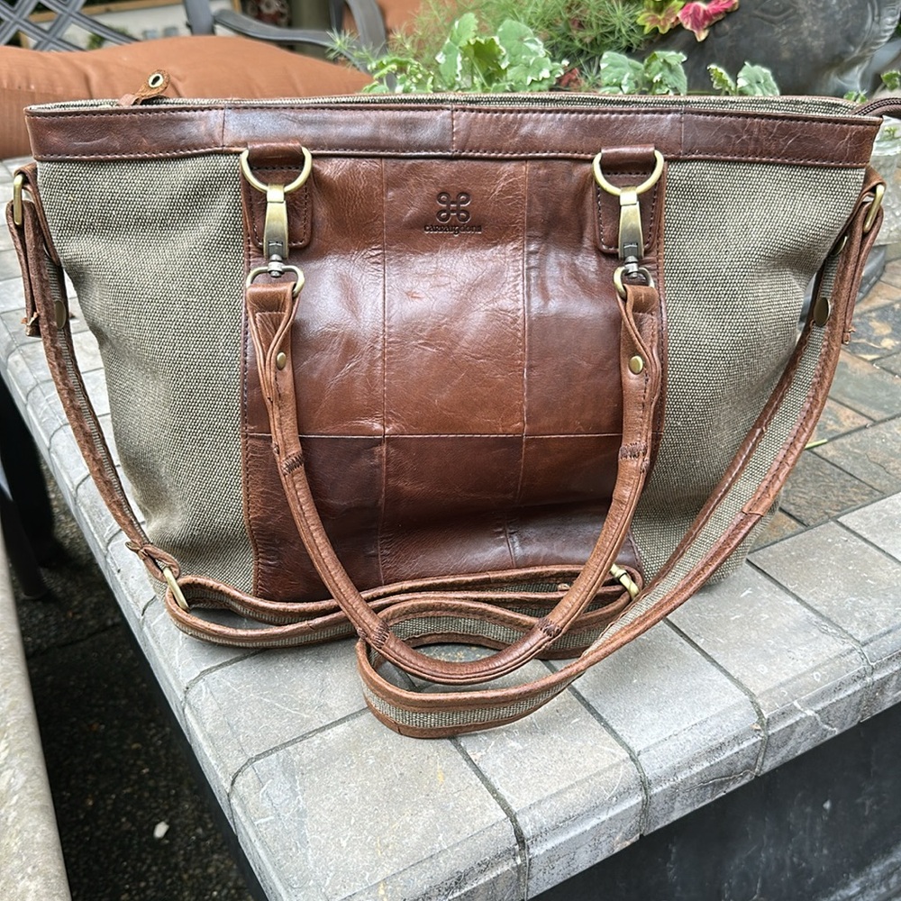 Carriage Don Leather and Canvas Purse/Tote
